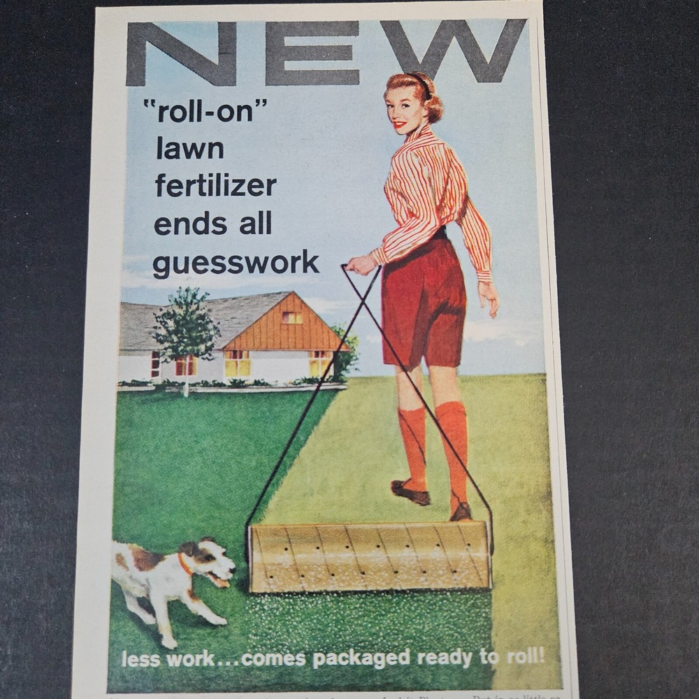 1957 Plantrons Roto-Spreader Roll On Fertilizer Vintage Print Ad Olin Mathieson